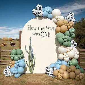 153 Pcs Green Cow Balloon Arch Garland Kit – Sage Green, Blue, Brown, Sand White, and Cow Print... | Amazon (US)