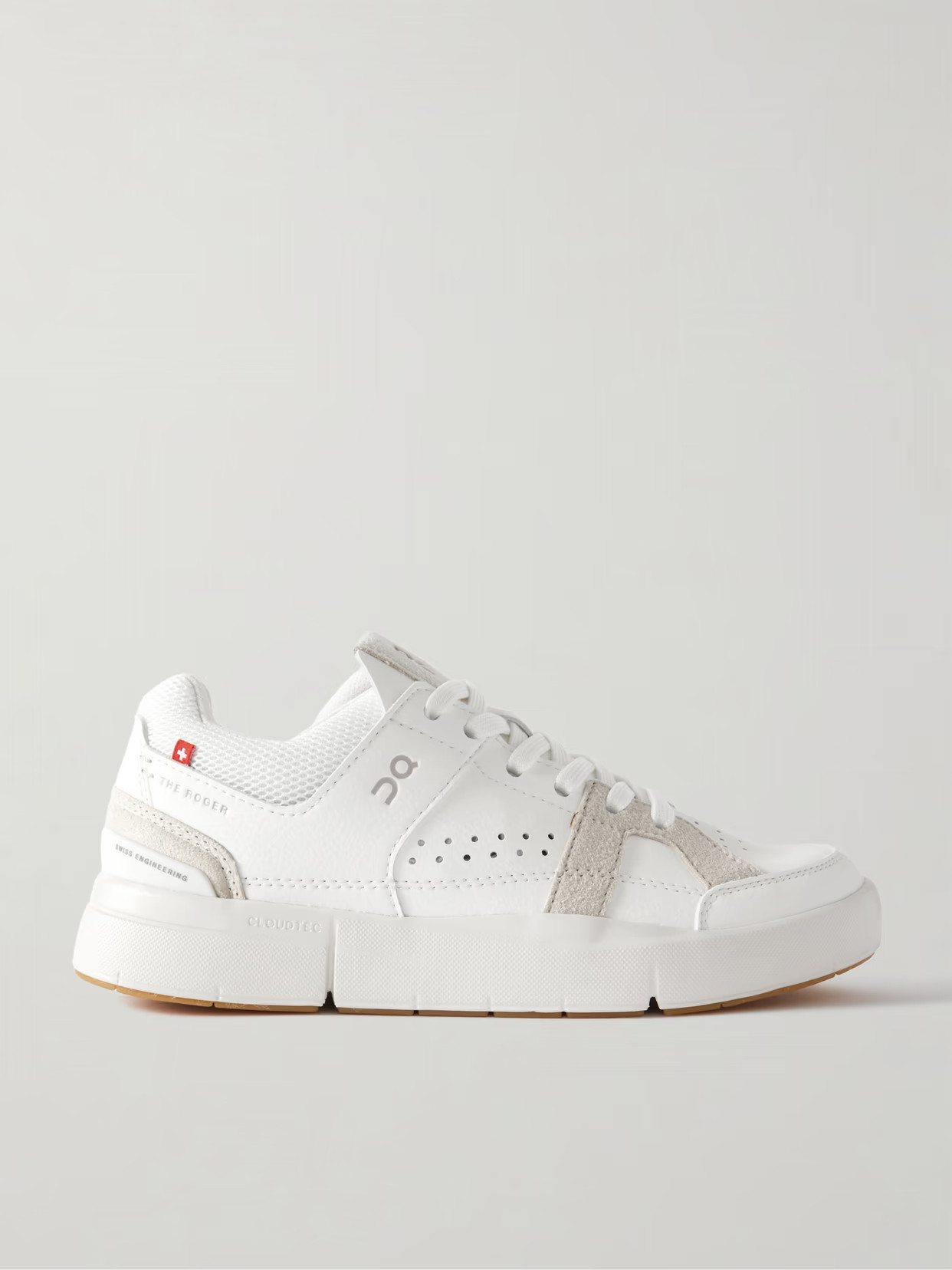 ON - The Roger Clubhouse Faux Suede-trimmed Faux Leather Sneakers - White | NET-A-PORTER (UK & EU)