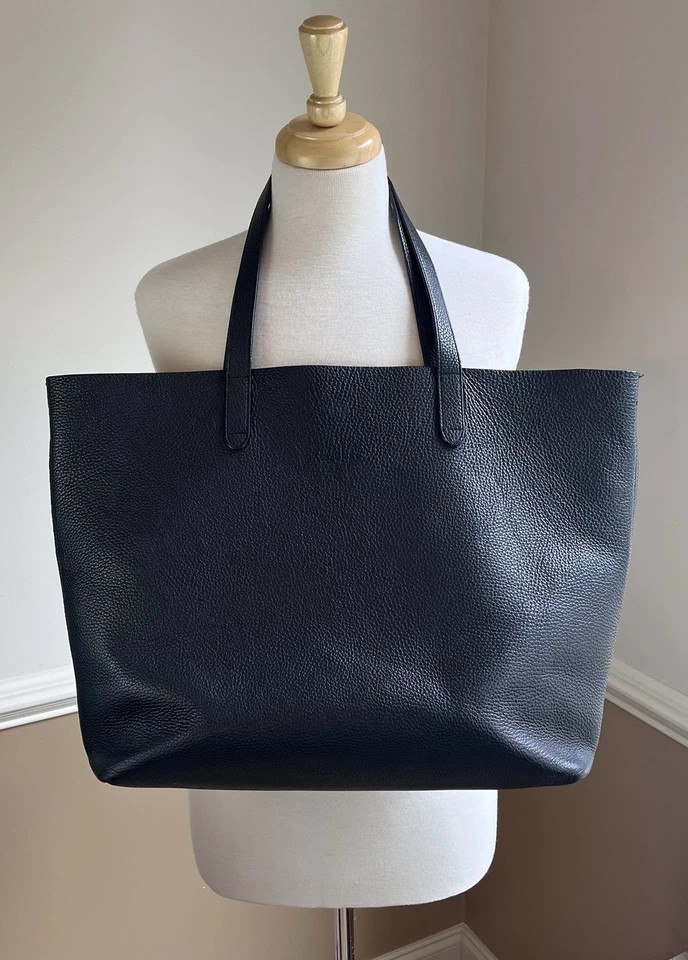Cuyana Classic Structured Leather Tote - One Size - Black/Caramel  | eBay | eBay US