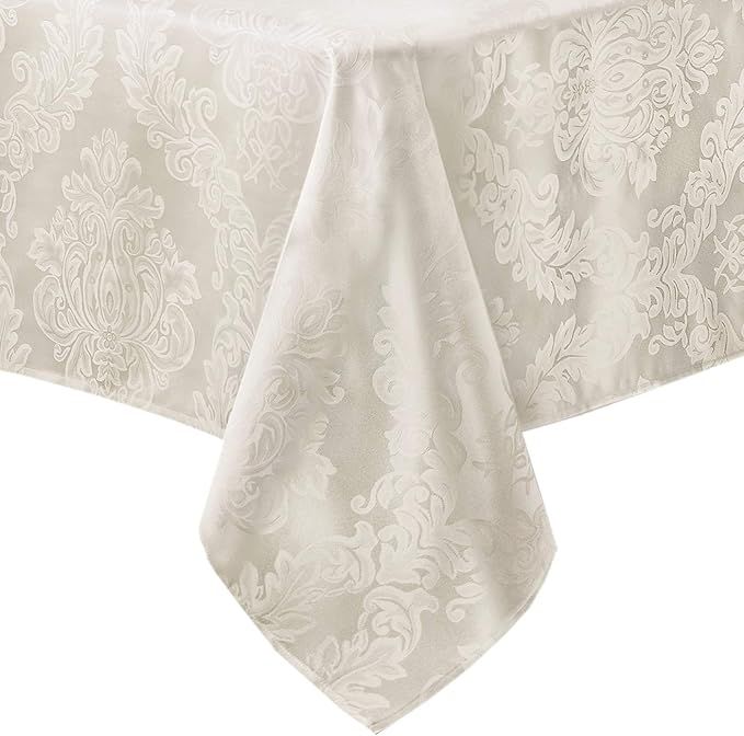 Newbridge Barcelona Luxury Damask Fabric Tablecloth, 100% Polyester, No Iron, Soil Resistant Dini... | Amazon (US)