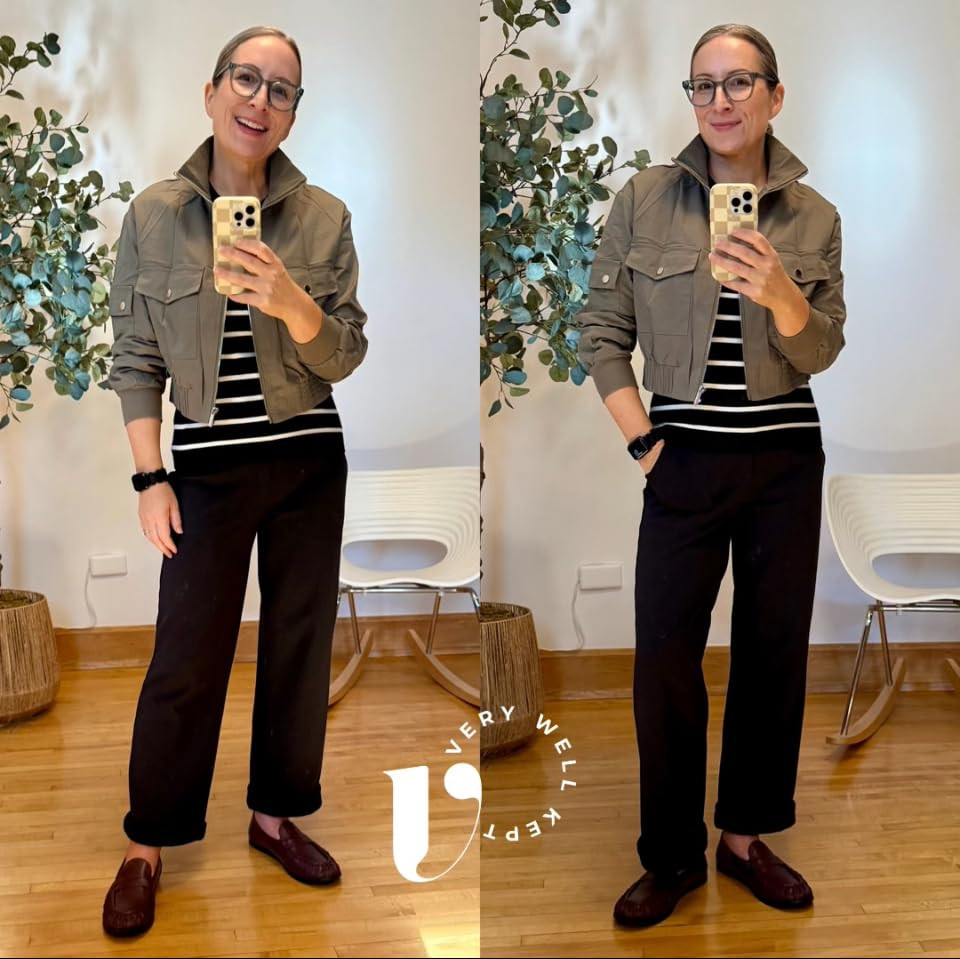Fleece-lined elastic waistband yoga dress pants with a bomber jacket FTW!! #fleecelinedyogapants ... | Amazon (US)