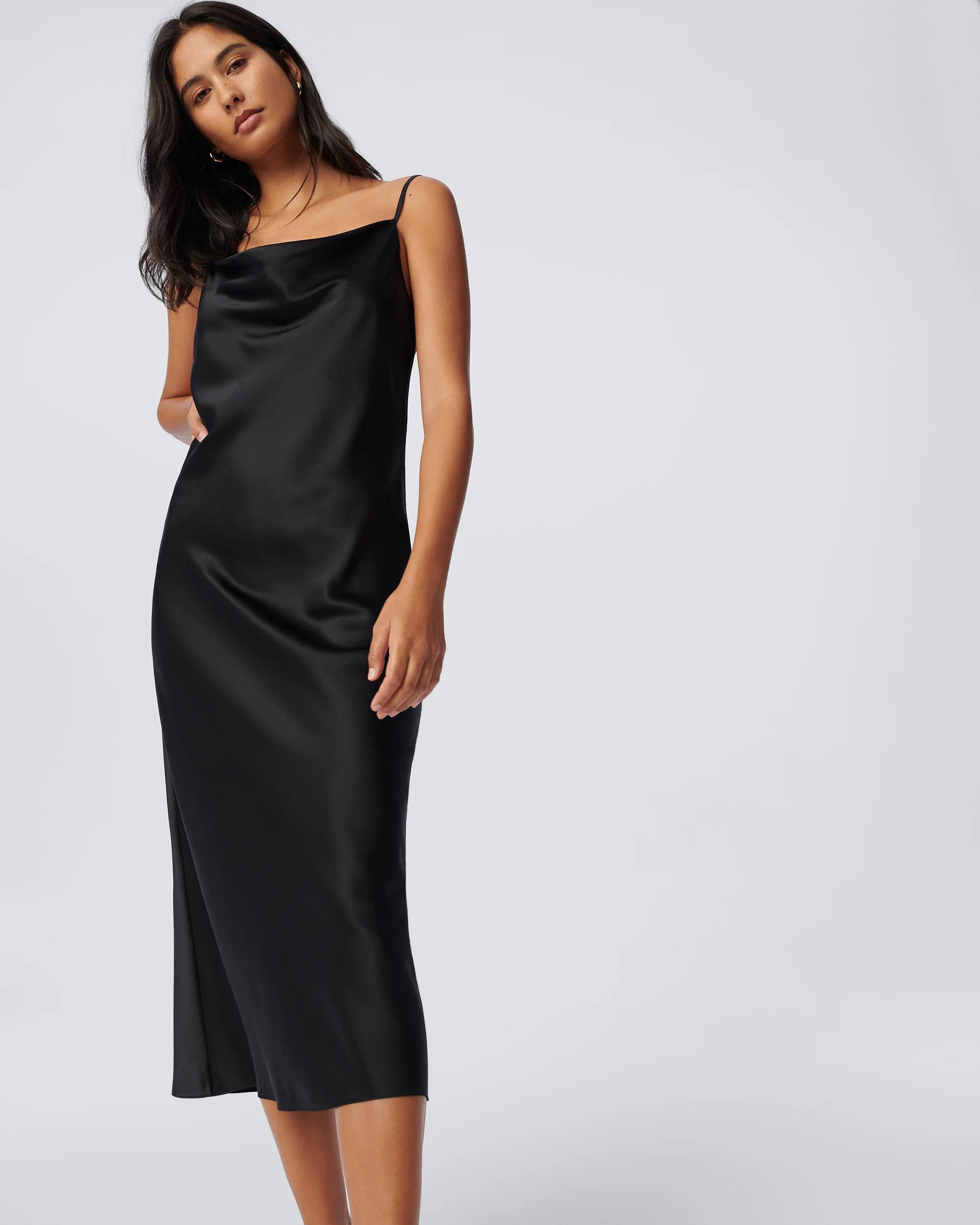 Brioni Silk Slip Dress in Black | Diane von Furstenberg US - Dynamic