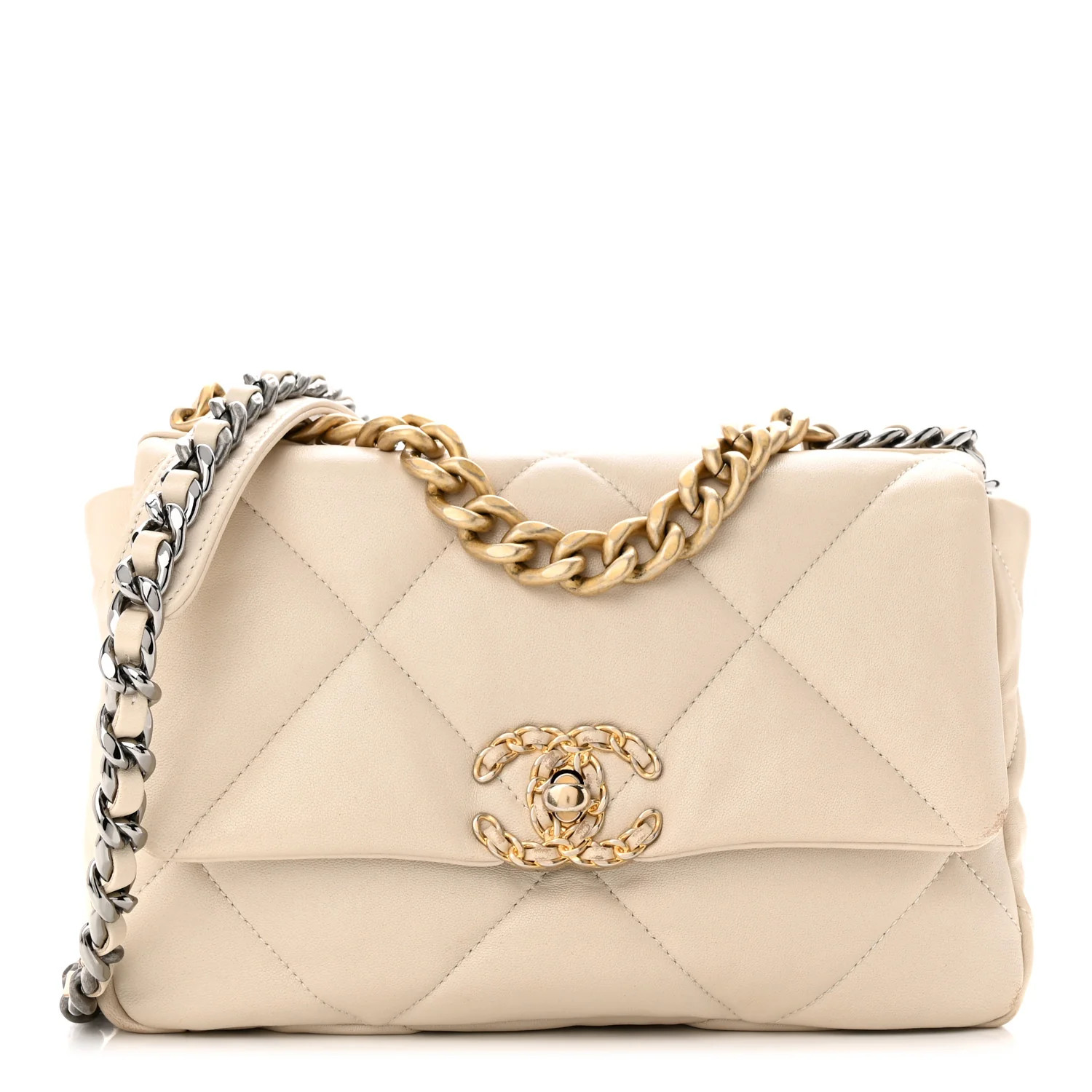 Goatskin Quilted Medium Chanel 19 Flap Beige | FASHIONPHILE (US)