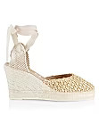Valenciana Raffia Ankle-Tie Wedges | Saks Fifth Avenue