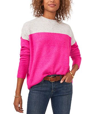 Vince Camuto Extended Shoulder Color-Blocked Sweater  & Reviews - Sweaters - Women - Macy's | Macys (US)