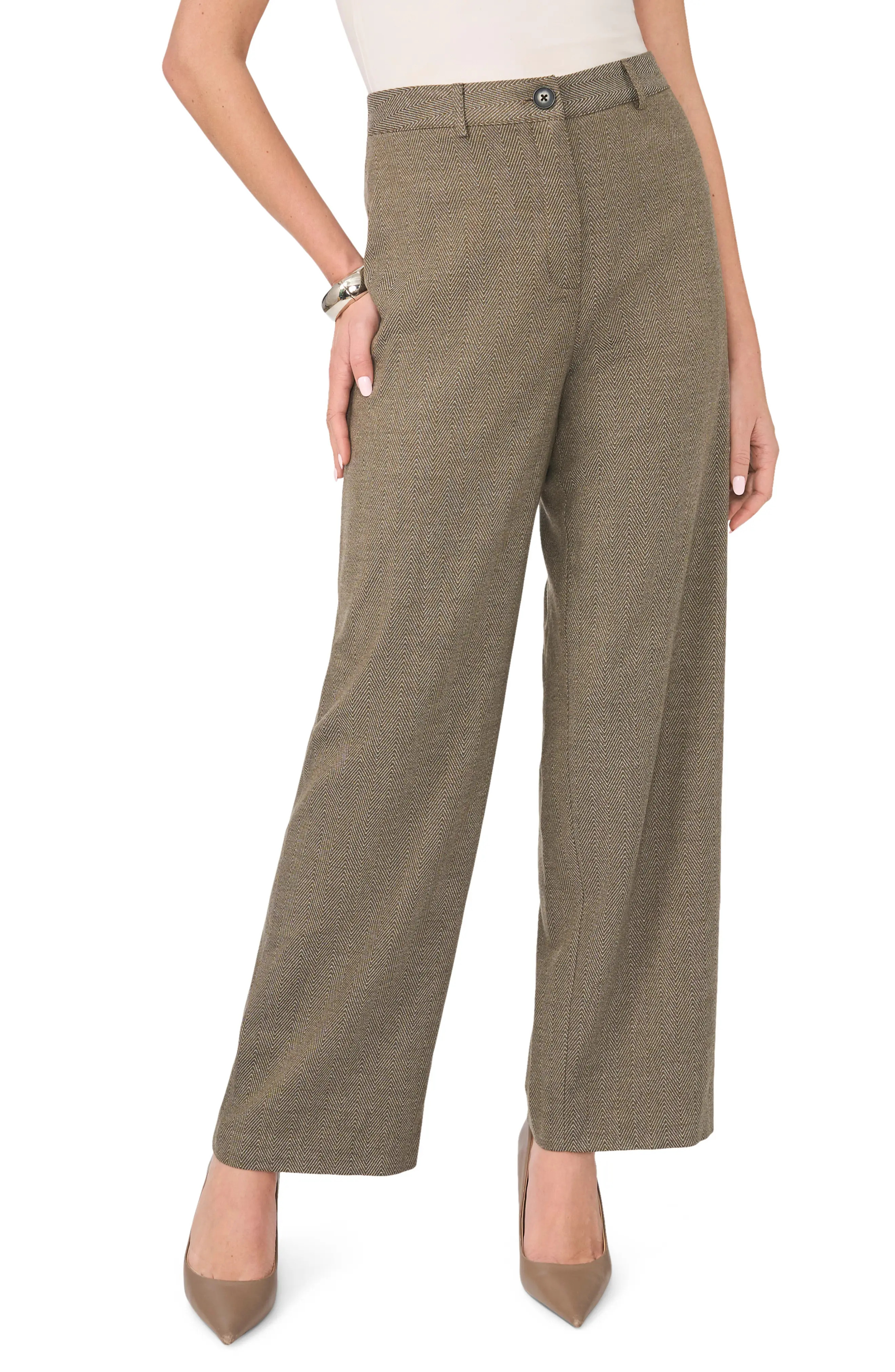 High Waist Herringbone Straight Leg Pants (Women) | Nordstrom | Nordstrom