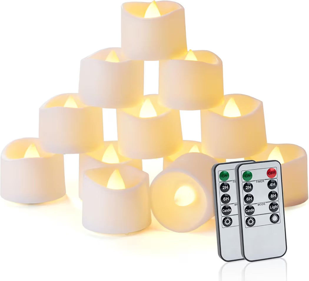 Homemory 24pcs Remote Timer LED Tea Lights Candles, 400+Hours Flickering Flameless Battery Operat... | Amazon (US)