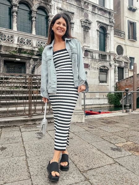 Outfit idea from Italy! I styled this white and black stripe fitted knit tank style maxi dress from Amazon with a jean jacket and slide on black wedges!


#LTKFindsUnder100 #LTKStyleTip #LTKFindsUnder50