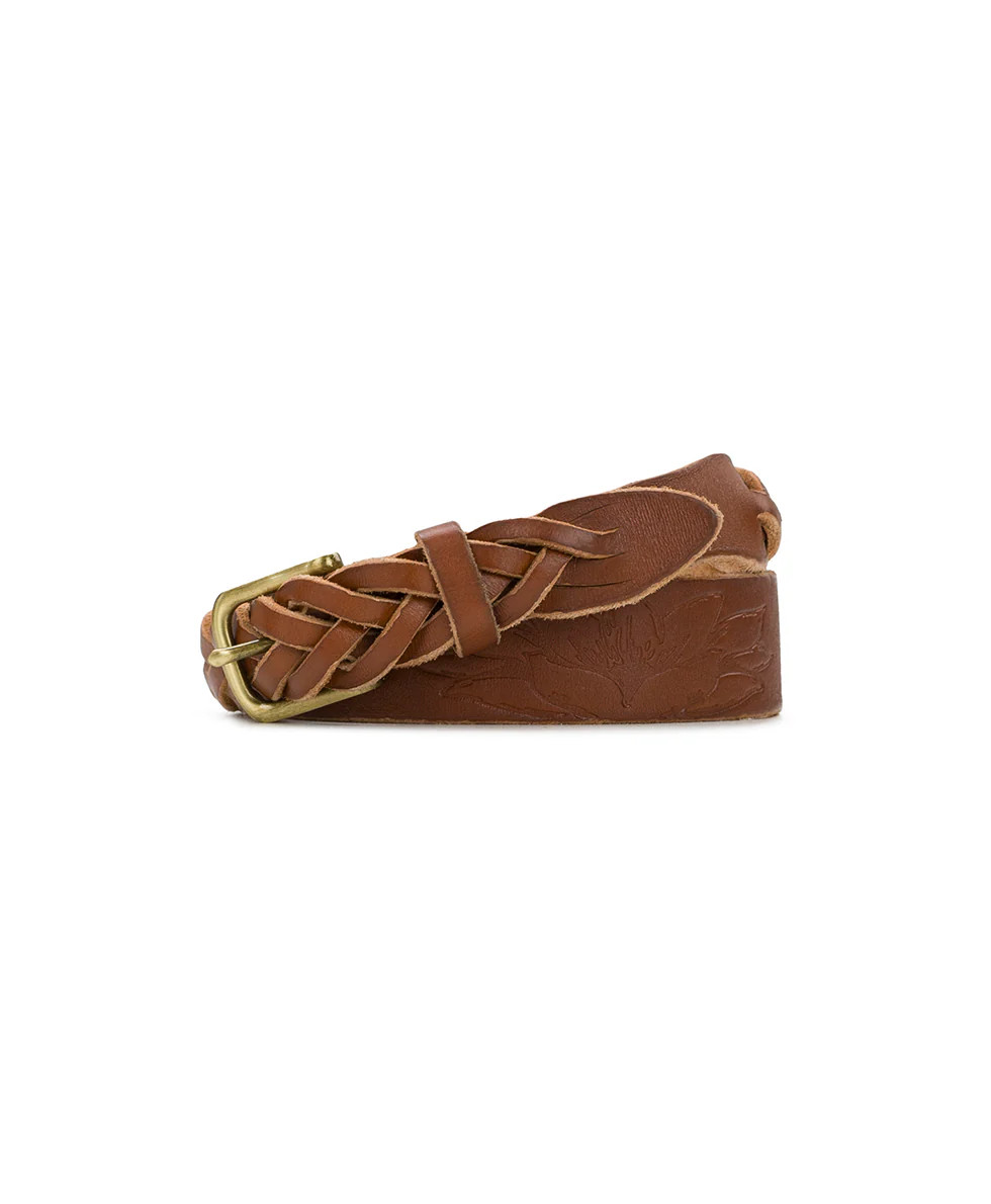 Evania Woven Belt - Spring Multi Tooled — Tan | Patricia Nash Designs