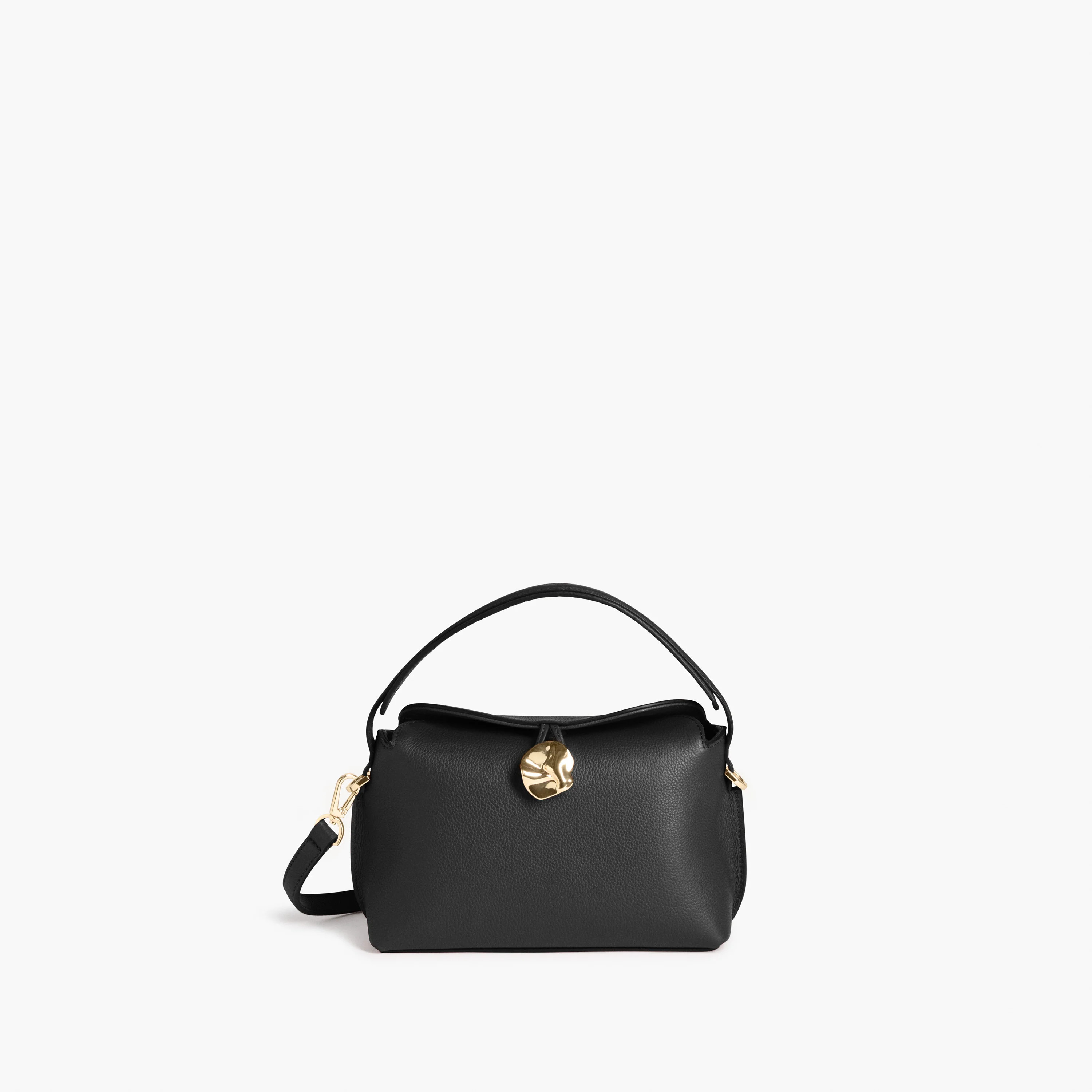 Hanna Mini Bag Grained Leather Black Bag | Flattered