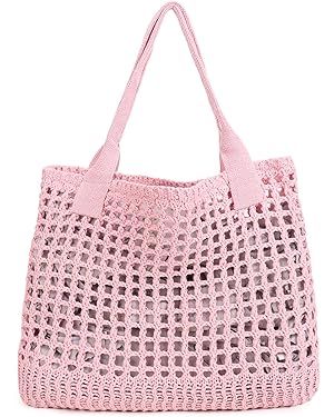 ENBEI Womens Large Beach Tote Bags Shoulder Handbags knit bag Tote bag aesthetic for Beach Croche... | Amazon (US)