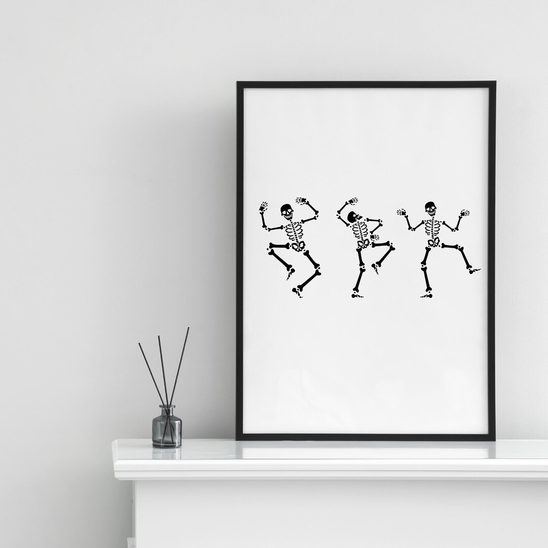 Dancing Skeleton Art Print Halloween Skeleton Dance Gallery - Etsy | Etsy (US)