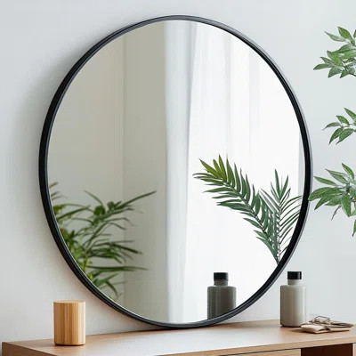 Round Mirror, Black Round Mirror 24 Inch, Round Wall Mirror Metal Frame, Round Bathroom Mirror, Circle Mirrors For Wall, Living Room, Bedroom, Vanity, | Wayfair North America