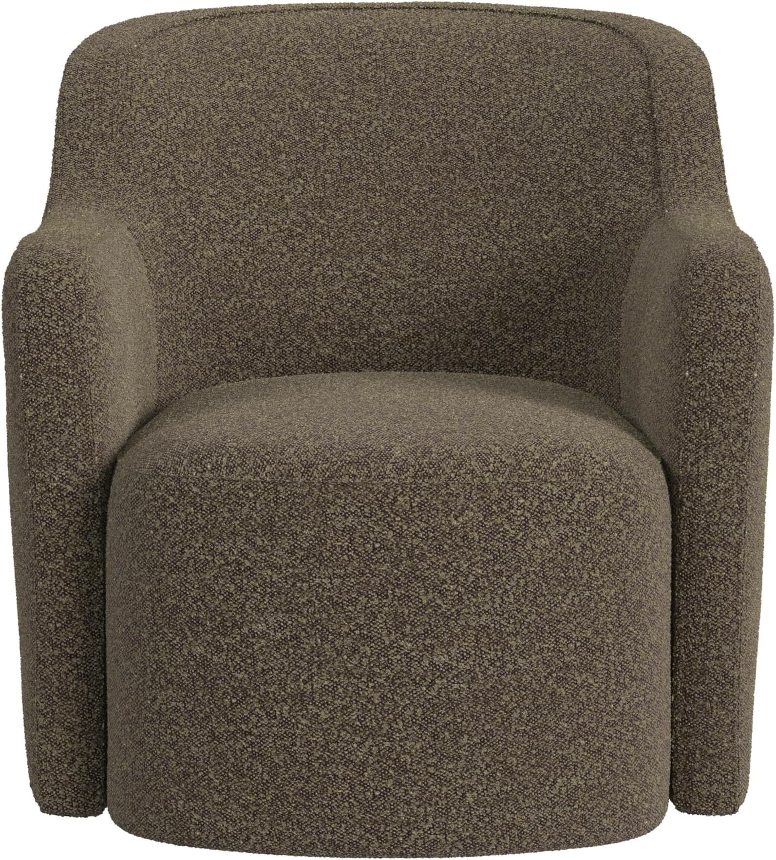 HomePop Décor Upholstered 360° Barrel Back Swivel Accent Chairs for Living Room & Bedroom | Decorative Home Furniture, Dark Brown Boucle | Amazon (US)