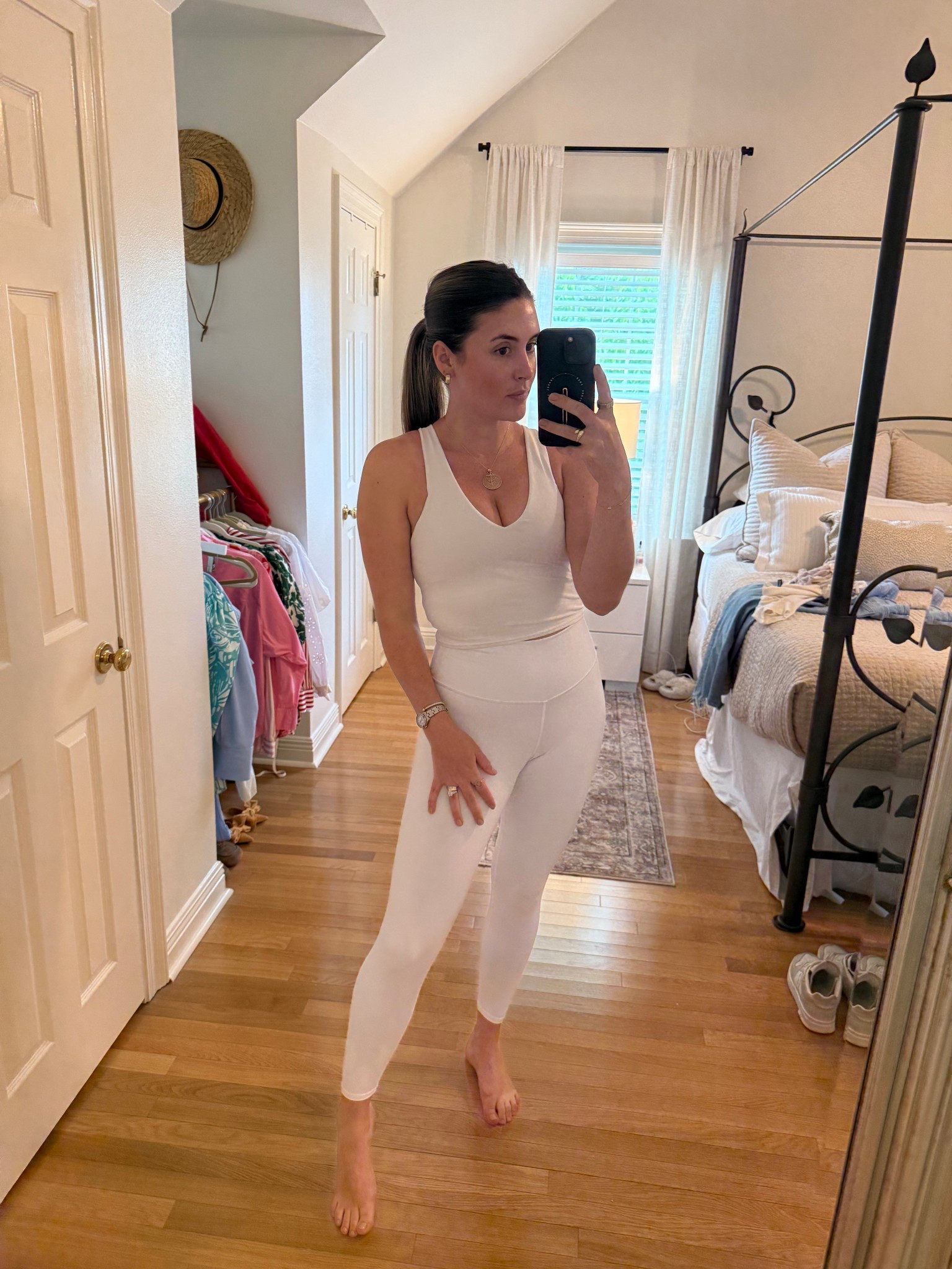 My fav workout set! Buttery soft and comes in several colors. Perfect to mix and match with. I also have it in black. I wear it all the time for walks, Pilates, and yoga 🤍

#LTKStyleTip #LTKFindsUnder100 #LTKActive