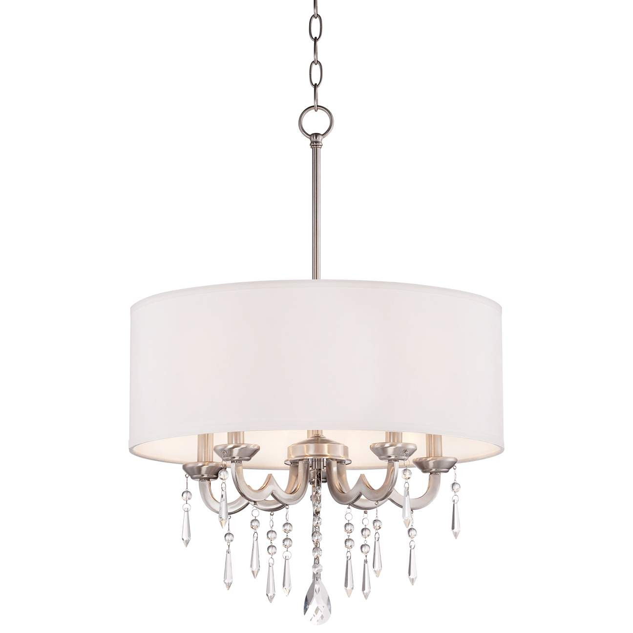 Georgiana 20 1/4" Wide Off-White Drum Shade Chandelier - #6D272 | Lamps Plus | Lamps Plus