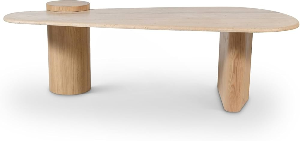 Meridian Furniture 99006Natural-CT Taverna Collection Art Deco Coffee Table with Genuine Traverti... | Amazon (US)