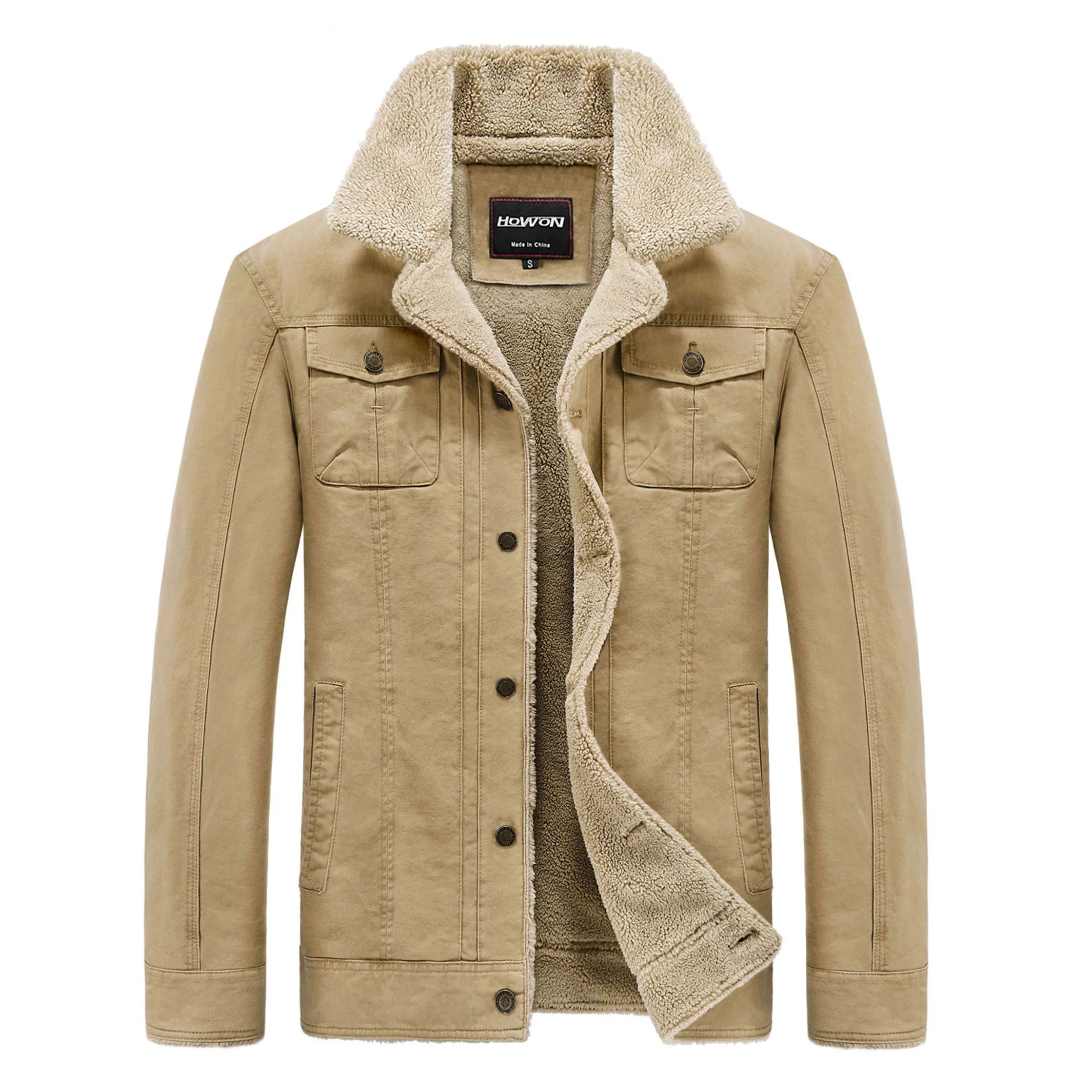 HOW'ON Men's Warm Utility Sherpa Lined Jacket Outwear Casual Multi Pockets Cargo Jackets Coat Par... | Walmart (US)