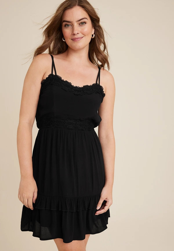 Bare Crochet Trim Skater Dress | Maurices