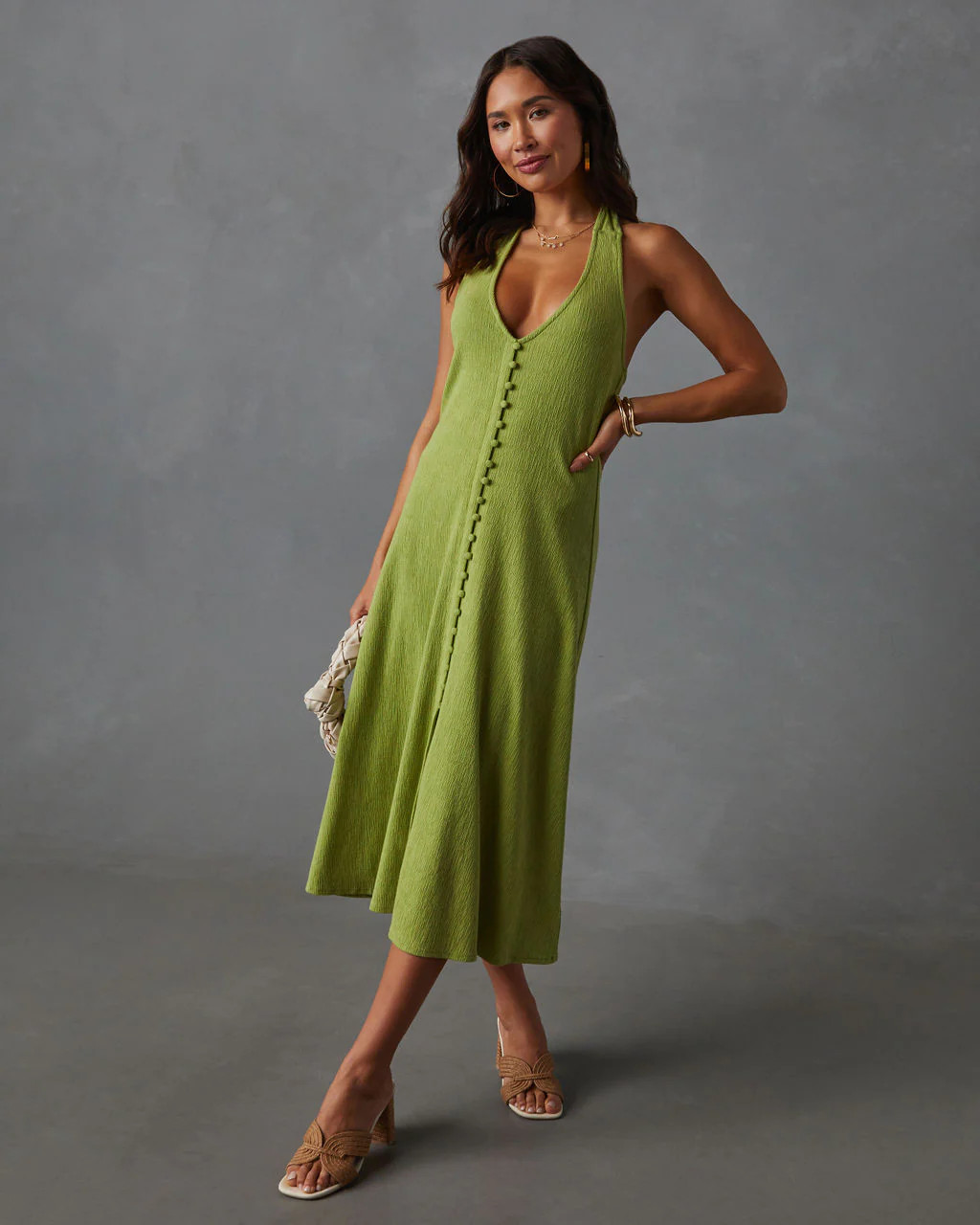 Vivienne Halter Button Down Midi Dress | VICI