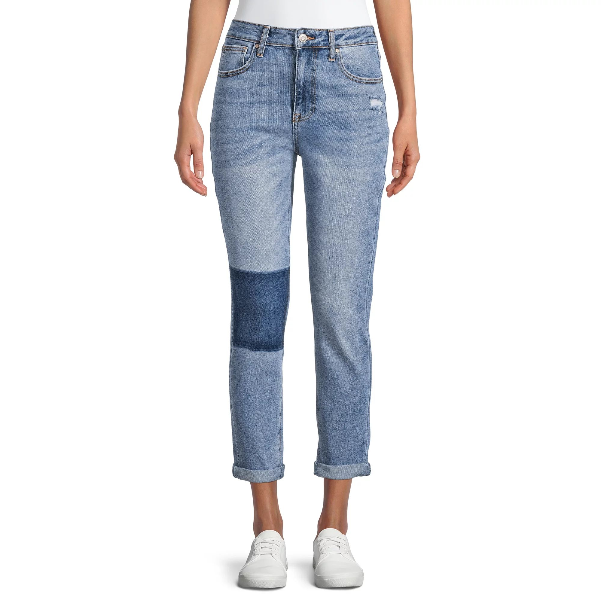 No Boundaries Juniors’ Super High Rise Destructed Mom Jeans | Walmart (US)