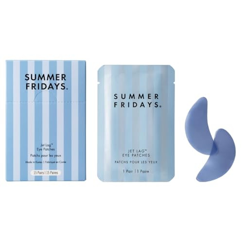 Summer Fridays Jet Lag Hydrating Eye Patches - De-puffing Hydrogel Under Eye Masks with Hyaluronic Acid, Caffeine + Peptides - Soothing + Refreshing At-Home + Travel Skin Care (15 Pairs) | Amazon (US)