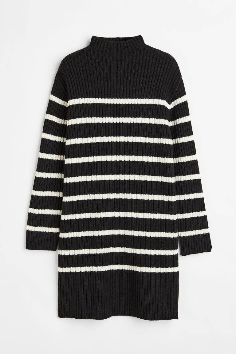 Rib-knit Dress - Black/striped - Ladies | H&M US | H&M (US + CA)