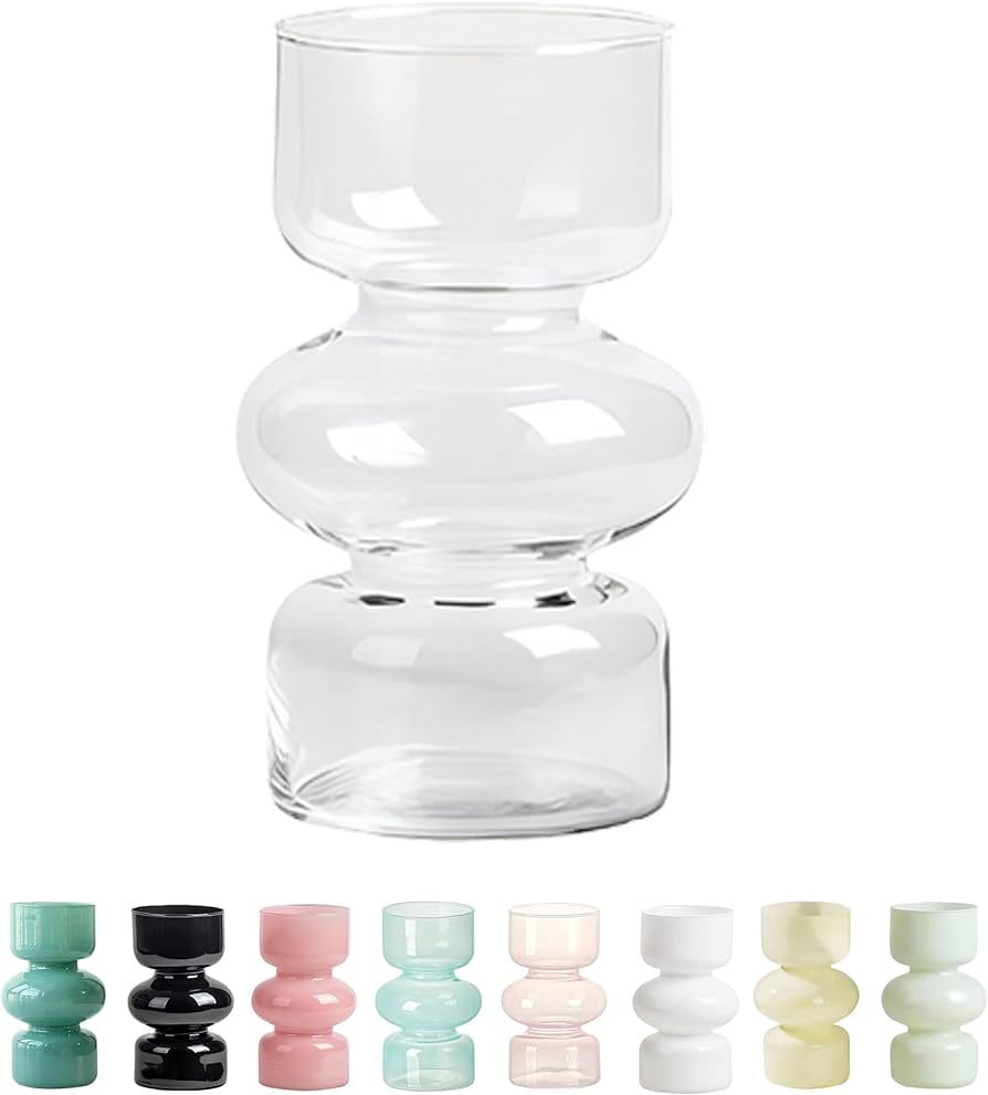 Transparent Glass Hydroponic Vase,Wave Transparent Straight Glass Vase,Stained Glass Vase Table L... | Amazon (US)