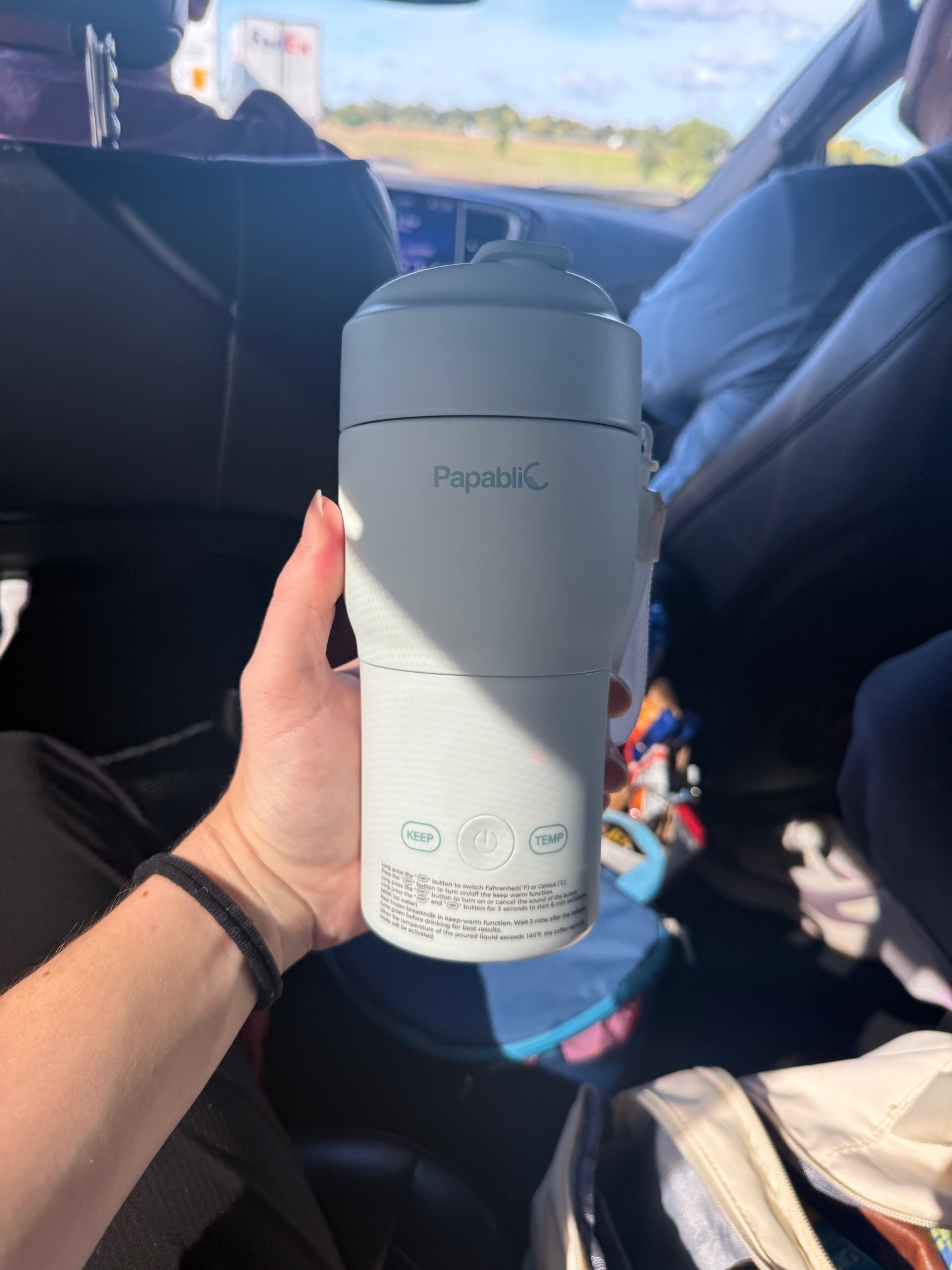 Helping us feed babe on the go during our 8 hour drive!