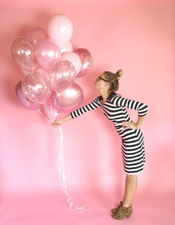 Giant Pink Balloon Bouquet | Confetti Balloons | Pink Balloons | Etsy (US)