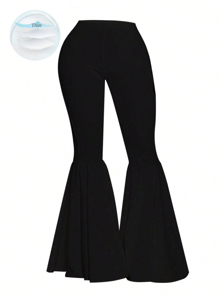 SHEIN Clasi Plus Size Women Solid Color Simple Daily Fashion Flared Pants Fall Cloth For Women | SHEIN