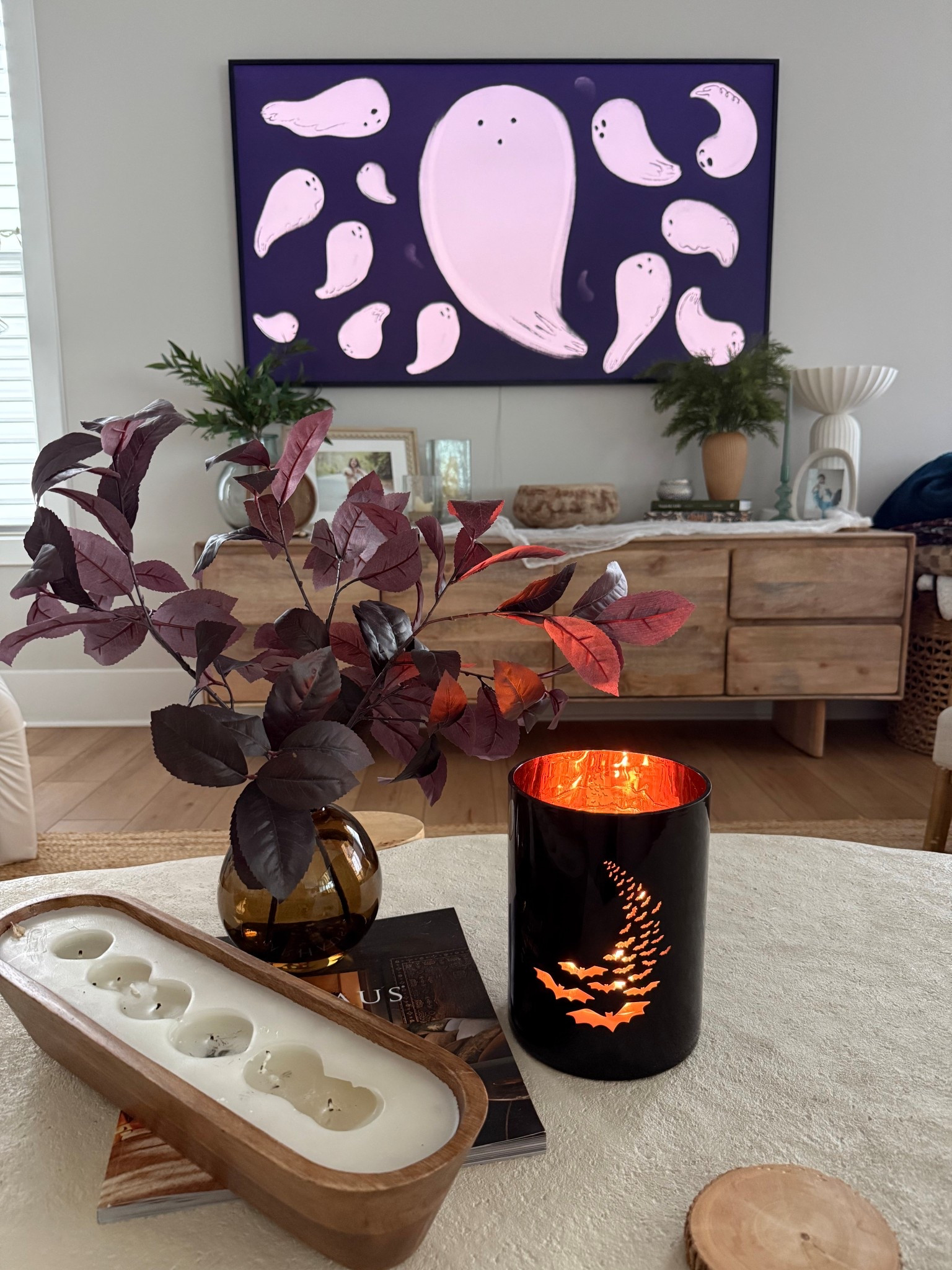 Halloween dark floral decor for chic living room 

#LTKHome #LTKSeasonal #LTKHalloween
