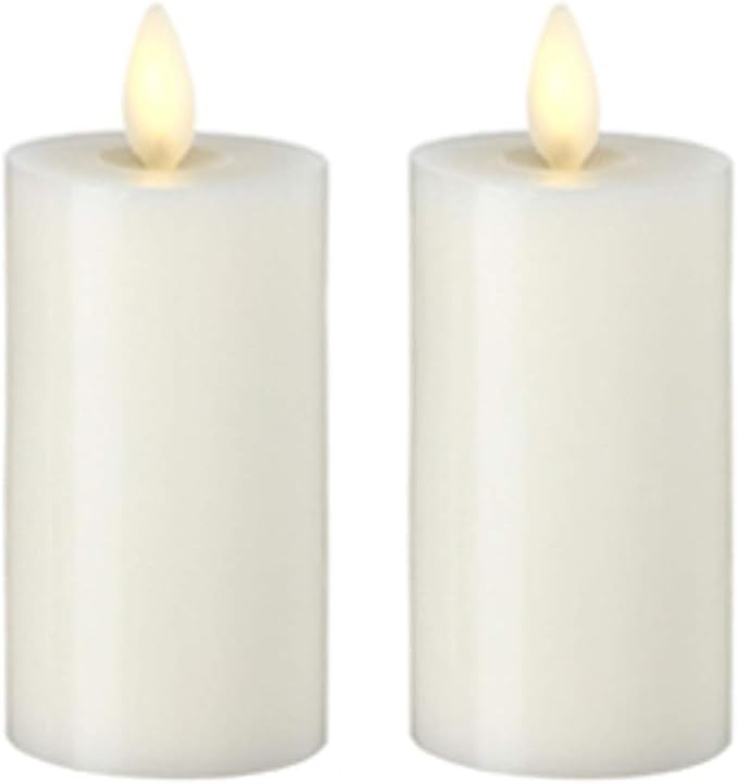 Set of 2 Liown Votive Flameless Candles: 2"x4" Unscented Moving Flame Candles with Timer (Ivory) | Amazon (US)