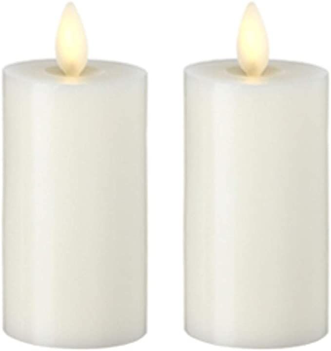 Set of 2 Liown Votive Flameless Candles: 2"x4" Unscented Moving Flame Candles with Timer (Ivory) | Amazon (US)