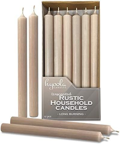Hyoola 10 Inch Dinner Candles - 12 Pack - Sahara Tall Candles - Unscented Rustic Candles - Long Burn | Amazon (US)