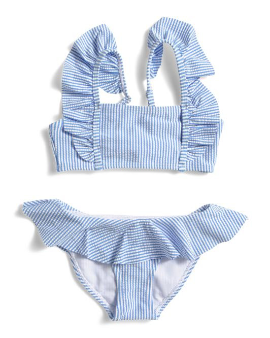 Toddler Girls 2pc Parisian Summer Frilled Bikini And Bottoms Set | TJ Maxx