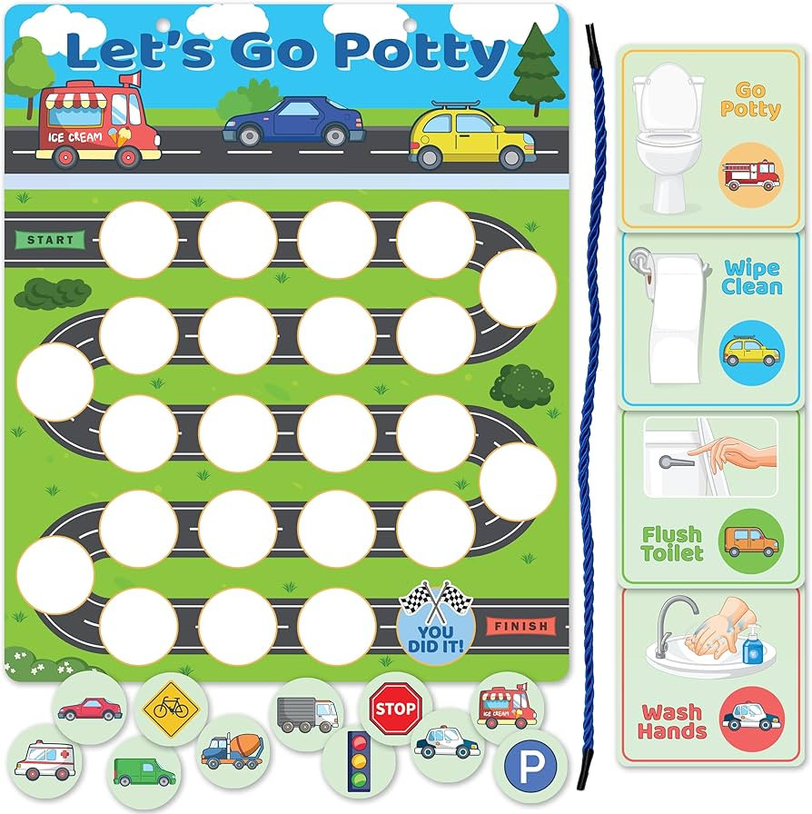 Bright Seed Reusable Magnetic Cars Potty Training Chart, Potty Training for Boys, Potty Training ... | Amazon (US)