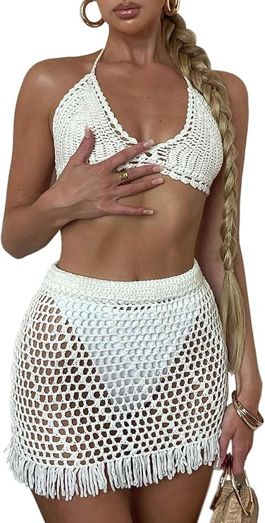 Women's Summer 2 Piece Swimsuit Bikini Beach Swimwear Cover Up Set | Amazon (US)