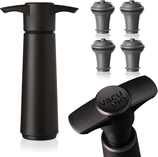 Vacu Vin Wine Saver Pump Black with Vacuum Wine Stopper - Keep Your Wine Fresh for up to 10 Days ... | Amazon (US)
