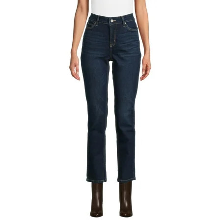 Time and Tru Women’s Mid Rise Straight Leg Jeans, Sizes 0-22, Regular & Short Inseams | Walmart (US)