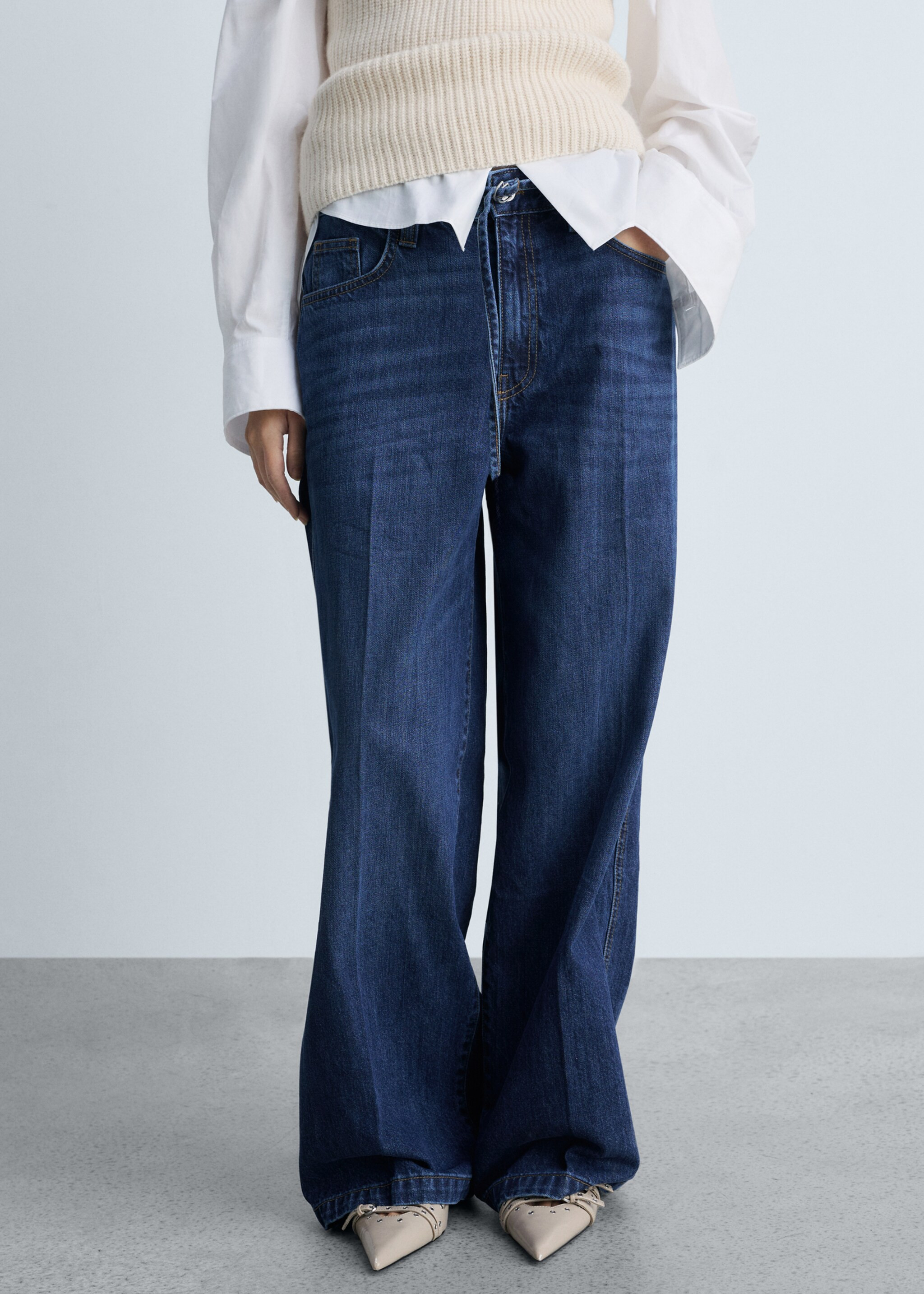Wide-leg jeans with belt | Mango (US/MX/AU)