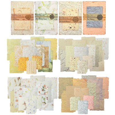 Wrapables Textured Scrapbook Paper Kit, Vintage Embossed Rice Craft Paper for Scrapbooking, Junk Journals, Card Making, Decoupage (Set of 4) | Target