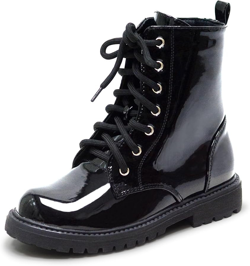 LseLom Girls Boys Side Zipper Combat Ankle Boots for Little Big Kid | Amazon (US)