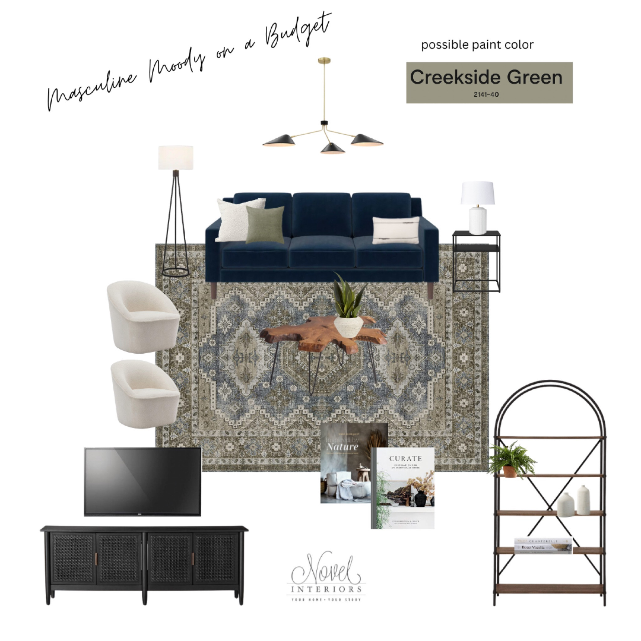 Arch details and moody greens and blue - this entire living space is less than $2200!!! Free design is the best! 

#LTKfamily #LTKhome #LTKsalealert