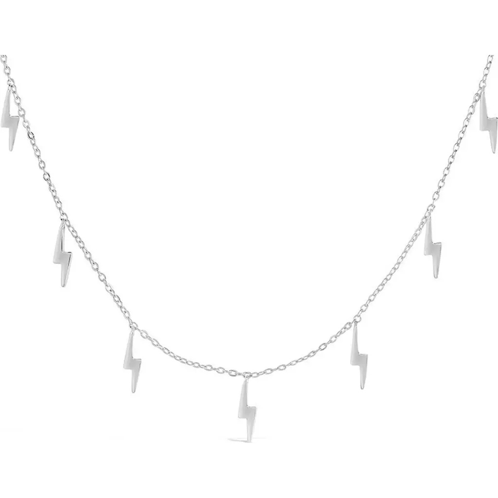 Sterling Forever Sterling Silver Multi Lightning Bolt Charm Necklace at Nordstrom Rack | Nordstrom Rack