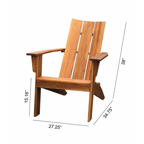Mainstays Wood Outdoor Modern Adirondack Chair, Natural Color - Walmart.com | Walmart (US)