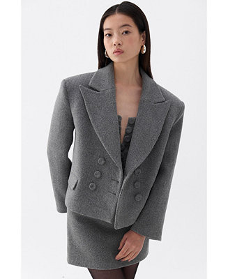 Women's Oversized Padded Shoulder Jacket | Macy's