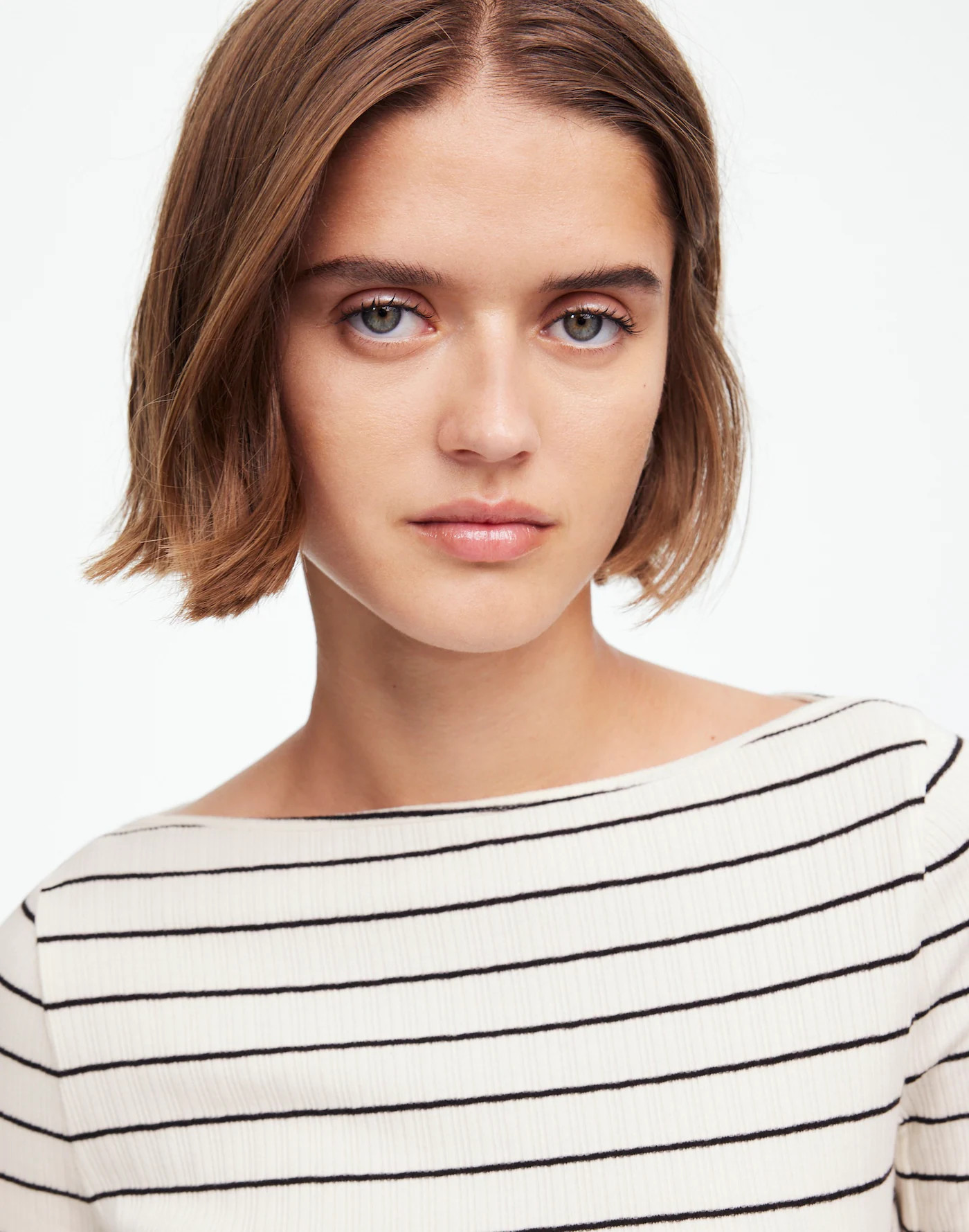 Ribbed Long-Sleeve Boatneck Top in Stripe | Madewell