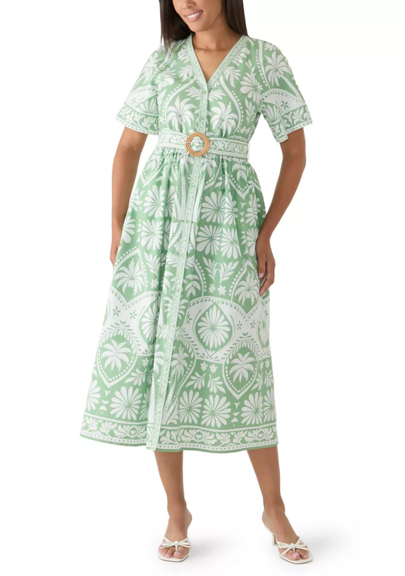 Women's V-Neck Belted Midi Dress | Belk