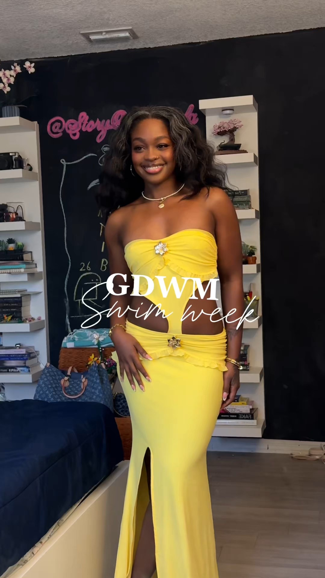 Dress from: FASHION NOVA : Blake cut out mesh dress- butter yelloww